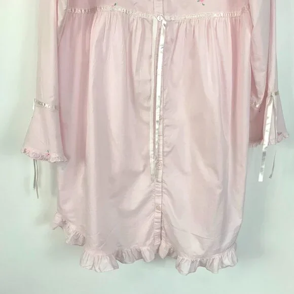 Vintage Laura Ashley Parisian Pink Cotton Nightgown Cottagecore Prairie Y2K Sz M - Picture 6 of 16